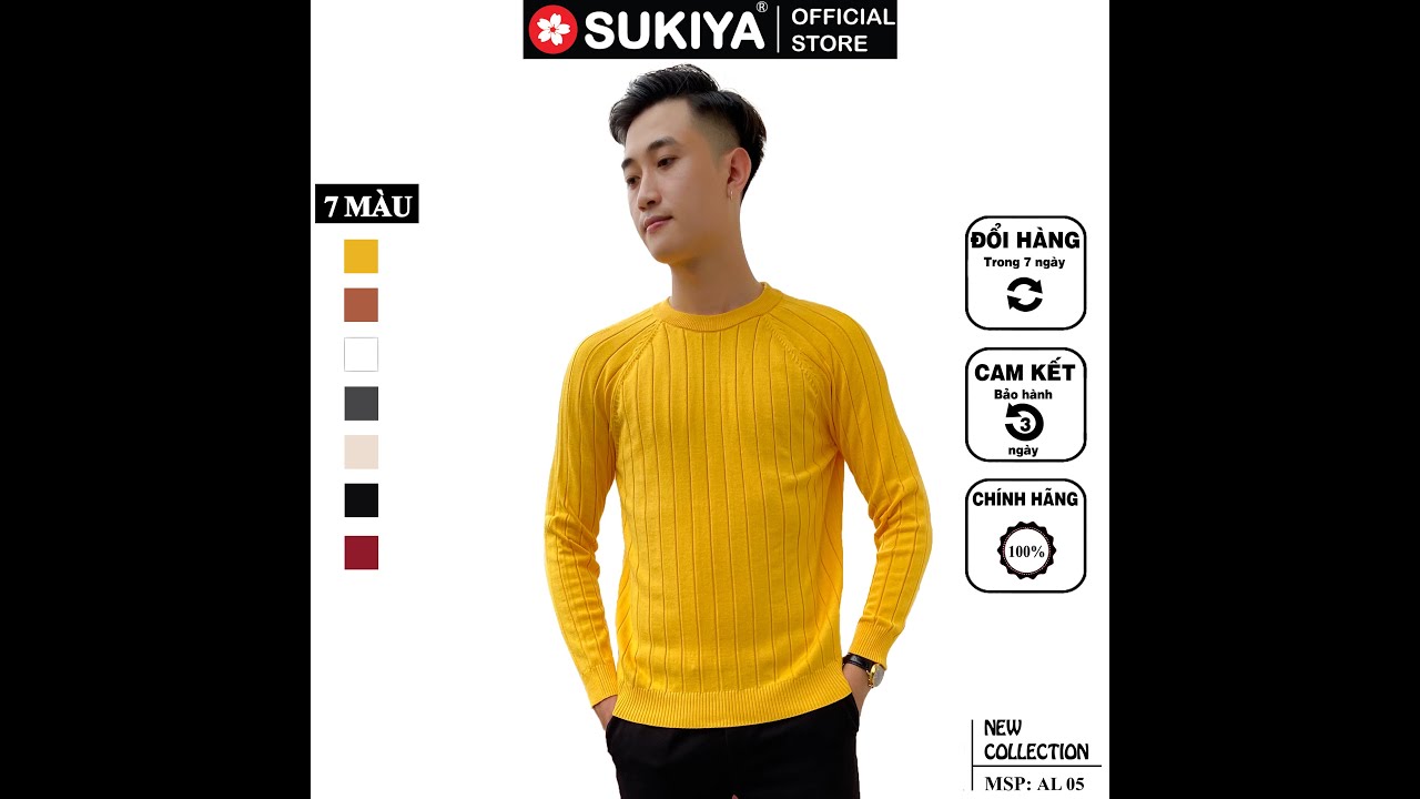 mua áo len nam ở hà nội New Update Áo len nam cổ tròn đố dọc chất lông cừu AL05