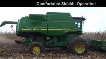 John Deere STS combines equipped with Hillco Sidehill Leveling Systems