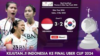 Hasil Indonesia 32 Korea Semifinal Uber Cup 2024. Indonesia Ke Final #thomasubercup2024