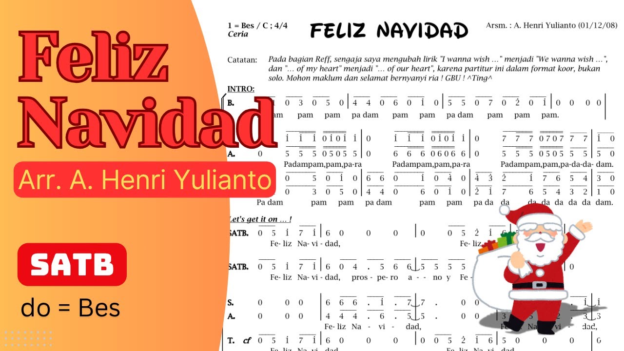 FELIZ NAVIDAD – Lagu Natal Paduan Suara (SATB) | Arr. Henri Yulianto | Choir Practice