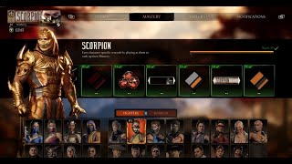 Mortal Kombat 1 | MAX LEVEL SCORPION ALL SKINS AND GEAR With All Color Palettes UNLOCKED Showcase