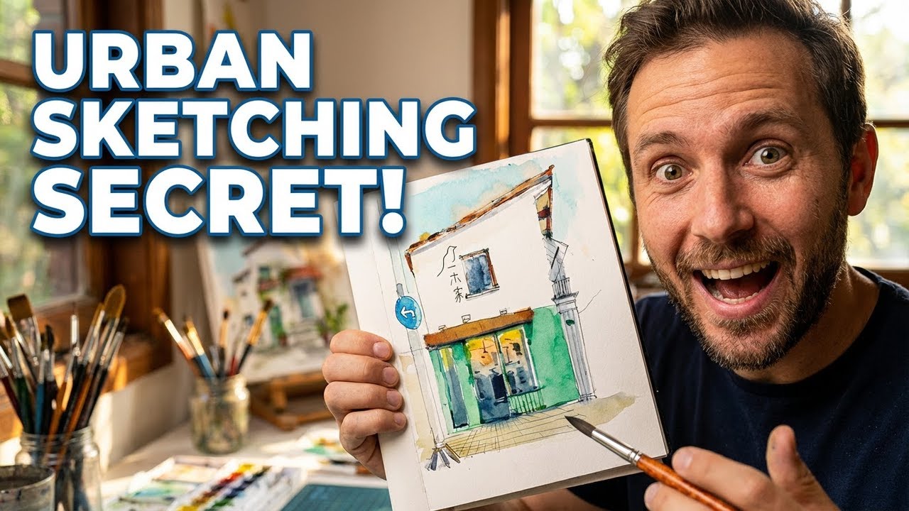 Draw with me | Urban Sketching with Watercolor - Step by step Drawing Tutorial for beginners