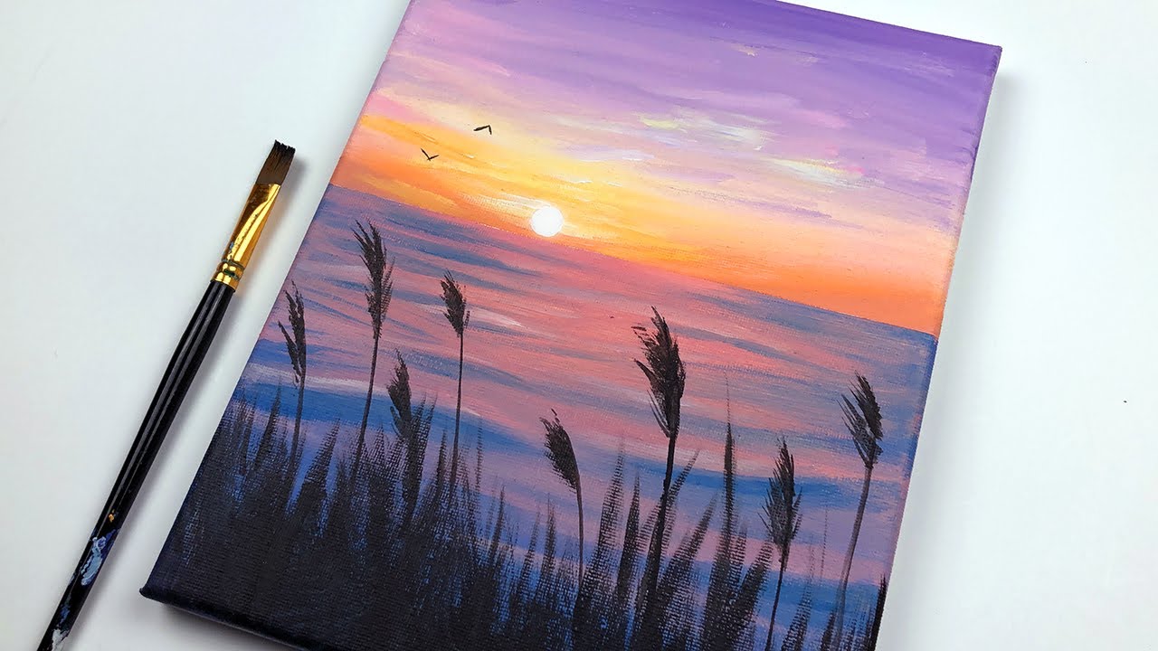 Ocean Sunset  Acrylic Painting for Beginners Step by Step Easy 