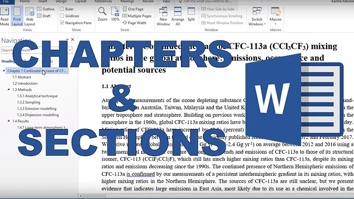 How to make chapters, sections and subsections in word