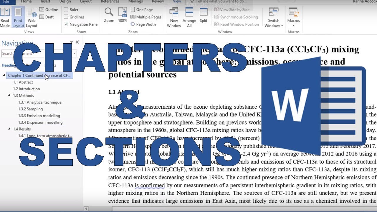 how to combine thesis chapters in word