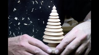 Rick Stone demonstrates woodturning a desktop tree ornament.