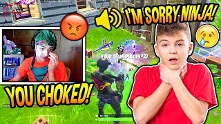 NINJA GETS ANNOYED BY FANBOY KID THAT CHOKES THEIR GAME! *CRINGE* Fortnite FUNNY & SAVAGE Moments