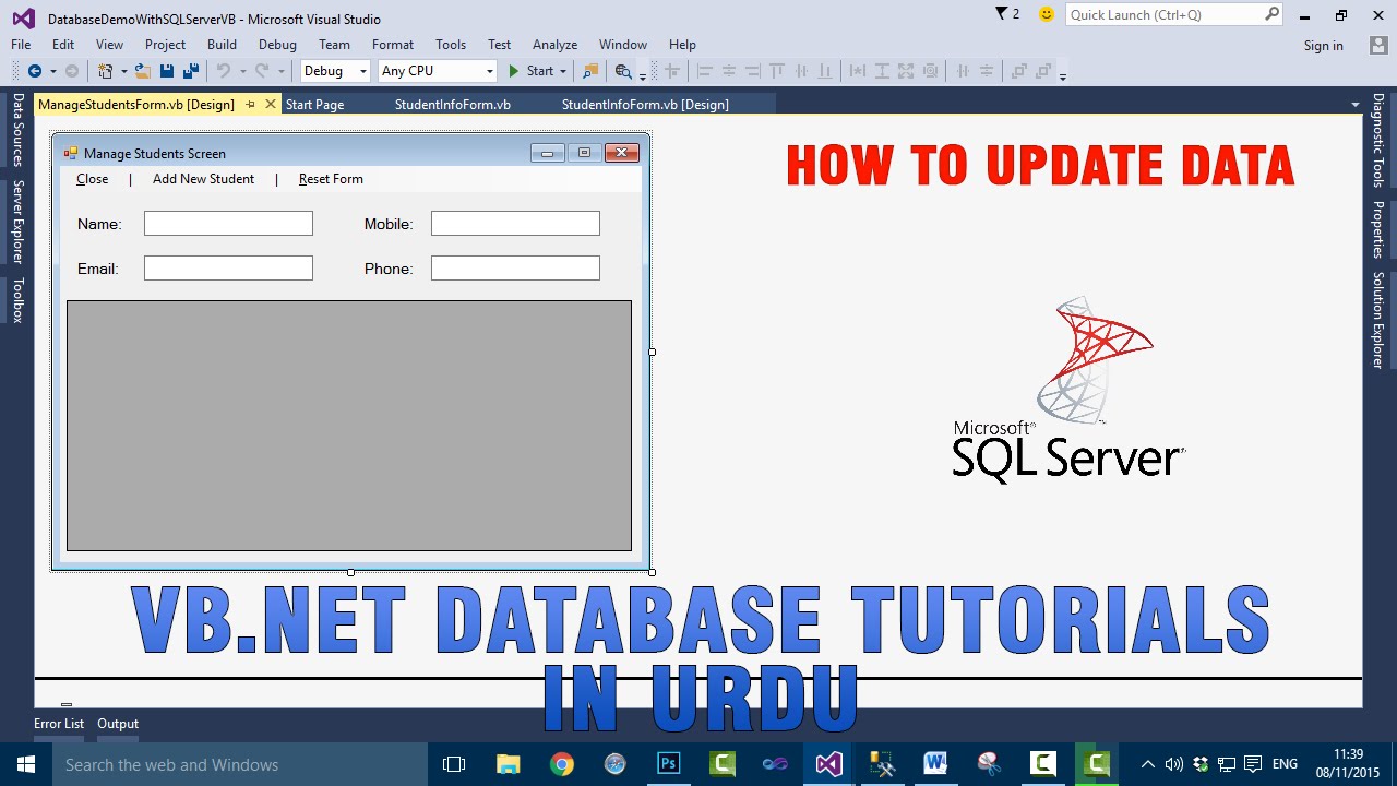 P(9) VB.NET Database Tutorial In Urdu - Update Data - YouTube