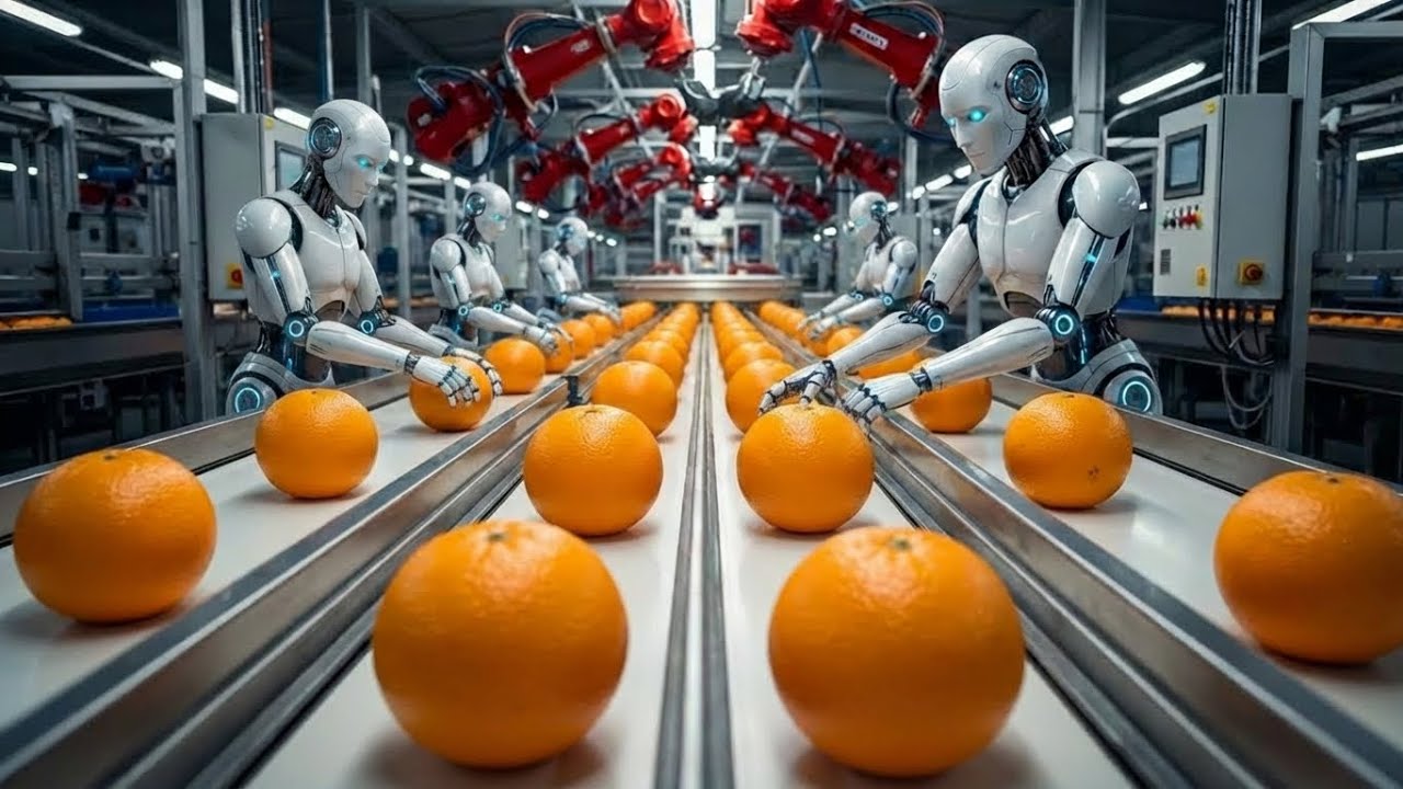 Inside an AI-Powered Orange Juice Factory | Cinematic Process.
