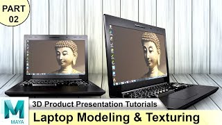 Laptop Modeling & Rendering Tutorial (Part 02) in Autodesk Maya | Learn 3D Modeling Examples