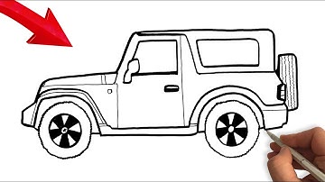 How to Draw JEEP Easy Step by Step || Learn How to Draw a Car Easily