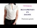 DIY Cómo hacer una blusa con prenses en el cuello corte y confección