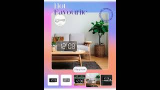 CRONY 0S-002 LED Clock Digital Clock Student Makeup Mirror Smart Electronic Bedside Alarm Clock W...