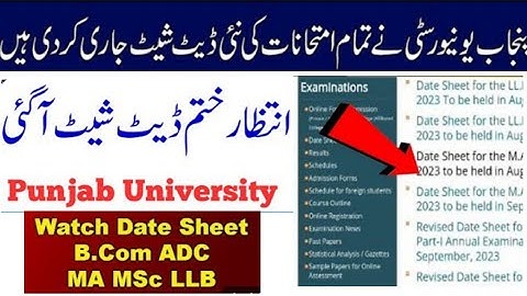 New Date sheet MA MSC B.com LLB exam pu | punjab university latest news update 2023