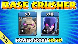 TH11 GoWitch Attack Strategy 2024 | Powerful Golem Witch Attack Town Hall 11 (Clash of Clans)