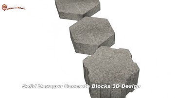 Solid Concrete Hexagon Blocks 3D Design