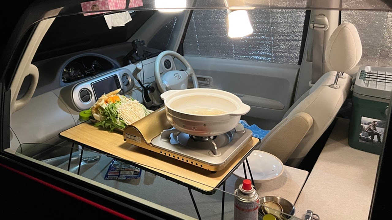 【14泊目】公園の駐車場で１人カーキャンプ|ASMR車中泊【ポルテ】