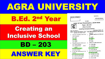 BD 203 Creating an Inclusive School Question Paper with Solution/B.Ed. 2nd yr/Agra University/ DBRAU