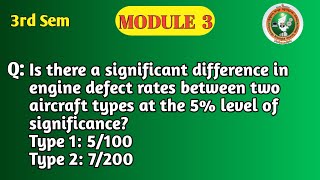 VTU 3rd Sem BCS301 Maths Module 3 Two Sample Proportion Z Test | Aircraft Engine Defects Problem|PYQ
