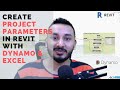 Create project parameters in revit using excel  dynamo  dynamo tutorial  automation