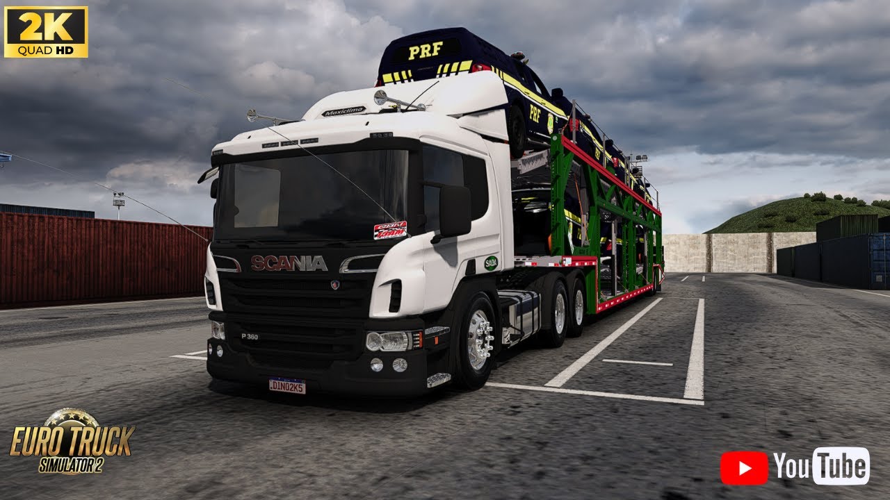 ETS2.1.57 SCANIA P380 NA CEGONHA TRANSPORTANDO VIATURAS DA POLICIA FEDERAL DO PORTO DE PARANAGUÁ