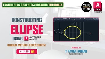 ELLIPSE | Constructing using AutoCAD (Eccentricity) | Exercise 04 | Engineering Graphics Tutorials