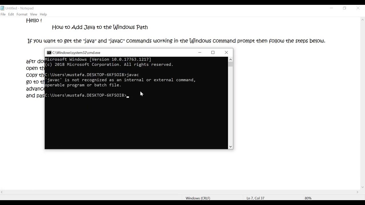 Add Java to the Windows Path - YouTube
