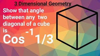 Show that the angle between any two diagonals of  a cube is cos inverse 1 by 3 ||