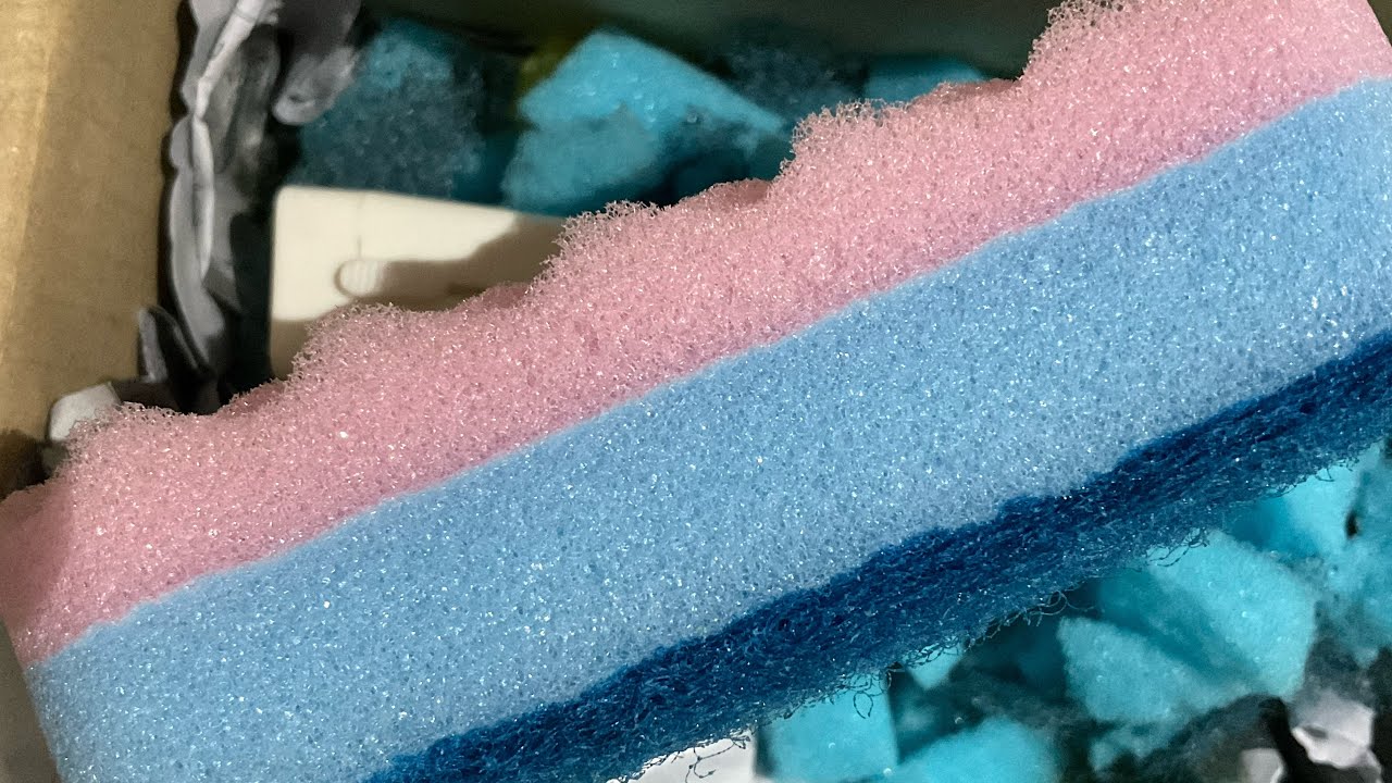 Dry kitchen sponge ripping 🌀🌸 - asmr sponge ripping ,slicing and ...
