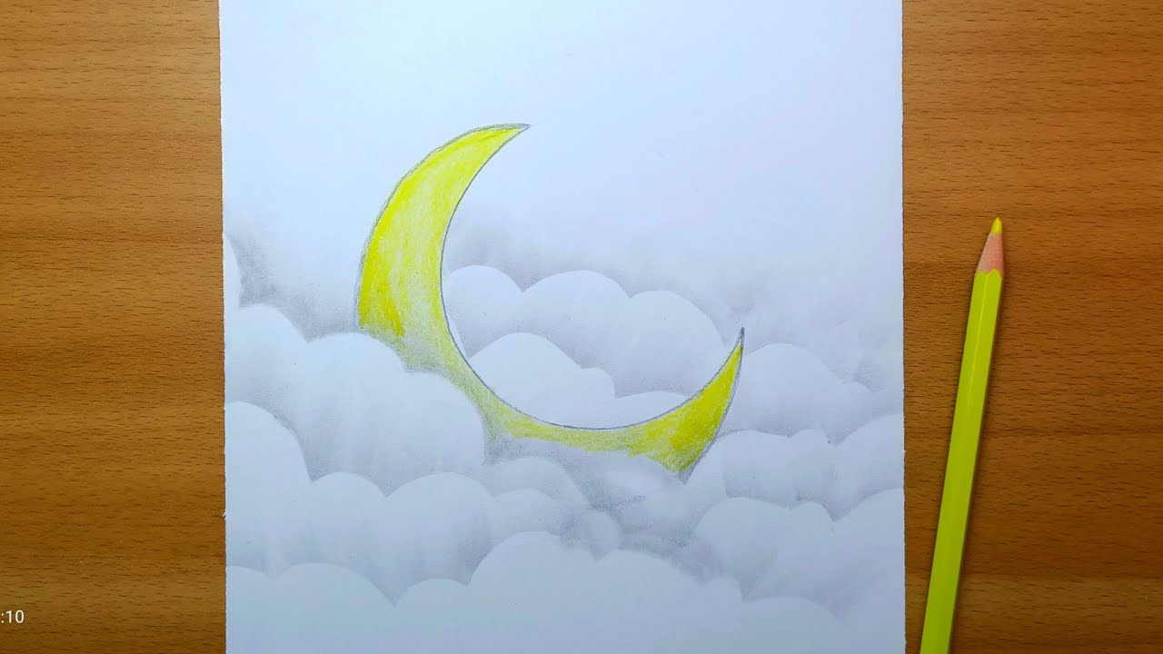 رسم سهل رسم هلال رمضان بالرصاص خطوة بخطوة رسم رمضان Haw To Draw a Moon By  Pencil Step By Step