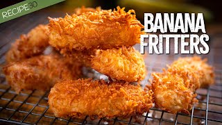 Coconut Coated Banana Fritters, Crunchy Creamy Delicious!
