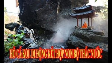 Hồ cá koi di động kết hợp non bộ thác nước kích thước lớn mới hoàn thành