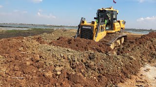 Amazing Road Construction Machinery in Action Bulldozer Pushing Dirt and Dump Truck Unloading Dirt