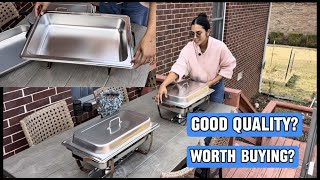 GarveeHome Chafing Dish Buffet Set, 8QT 2 Pack, Rectangle Chafing Dishes for Buffet w/Lid Holder, St