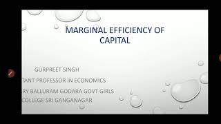 BA-2, पूंजी की सीमांत दक्षता marginal efficiency of capital