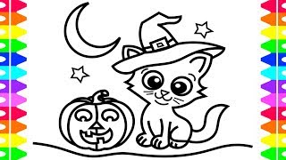 HAPPY HALLOWEEN COLORING!! Learning How to Draw a Kitten for Children| Coloring Book for Kids screenshot 5