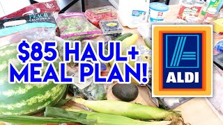 🧡 $85 ALDI HAUL + MEAL PLAN! 🛒 FAMILY OF 4 GROCERY HAUL AT ALDI US