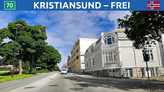 Driving in Norway. A route from Kristiansund to Frei island. 4K