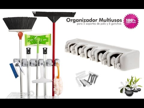 Colgador De Escobas Y Utiles De Aseo Con Ganchos Organizador Colgador De Escobas Y Utiles De Aseo Con Ganchos Organizador