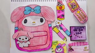 (paperdiy🌸) Sanrio's Mymelody School Bag산리오 마이멜로디 스쿨백 종이 DIY 🛍️#paperdiy #sanrio
