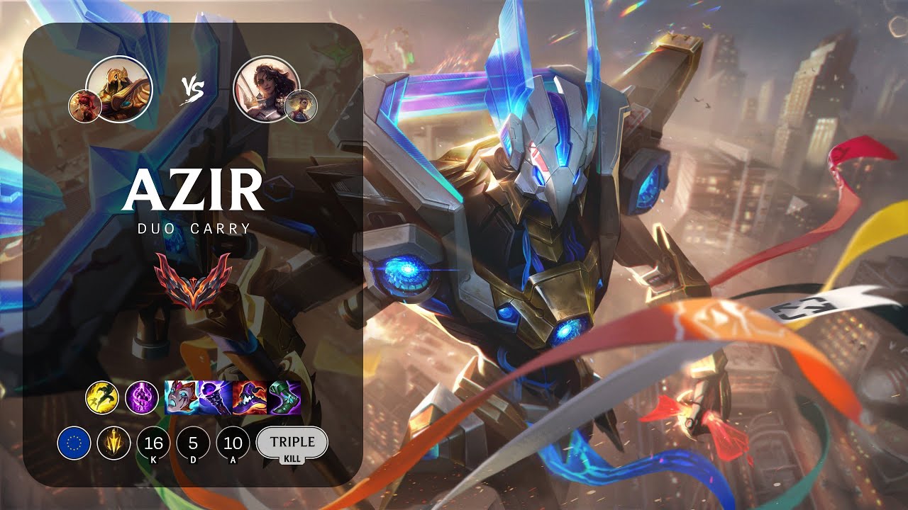 Azir Carry vs Samira - EUW Grandmaster Patch 13.10