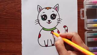 How To Draw A Cute Cartoon Cat Kids Drawing