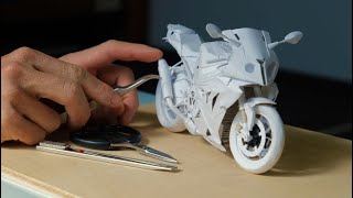 How to make bike with paper - BMW S1000RR - amazing detailed paper craft