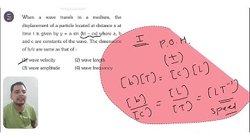#neet #neet2025 When a wave travels in a medium,  the displacement of a particle located at distance