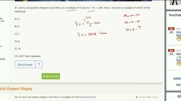 If x and y are positive integers such that y is a multiple of 5 and 3x + 4y = 200, then x  must be?