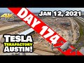 Tesla Gigafactory Austin 4K  Day 174 - 1/12/21 - Tesla Terafactory Texas - OVERFLOWING WITH STEEL!