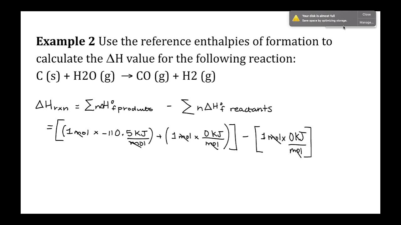 Standard Enthalpy of Formation Example 2 YouTube