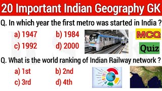 Indian Geography GK || Indian Geography Questions in English || India GK Questions And Answers