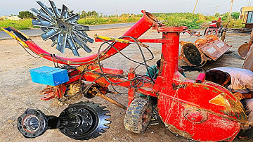 Wonderful process of Restoration Italy Made silage machine gearbox on drill machine in local factory