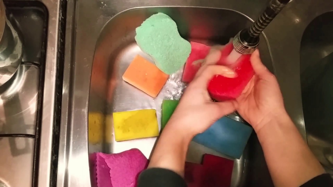 Soapy sponge scratching/destroying in the sink PART2 ASMR